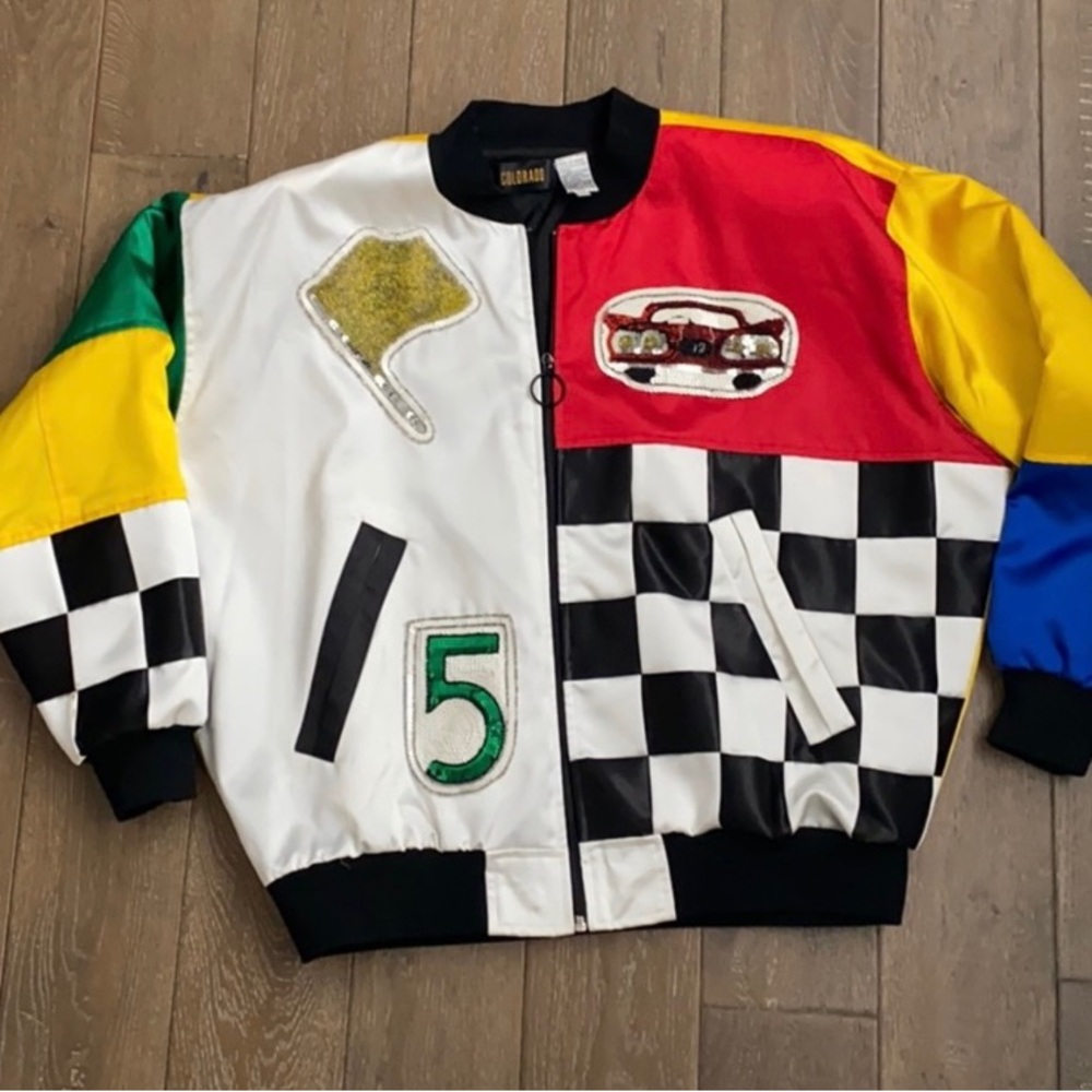Colorblock Racing Bomber Jacket - Multicolor - Picture 3 of 4
